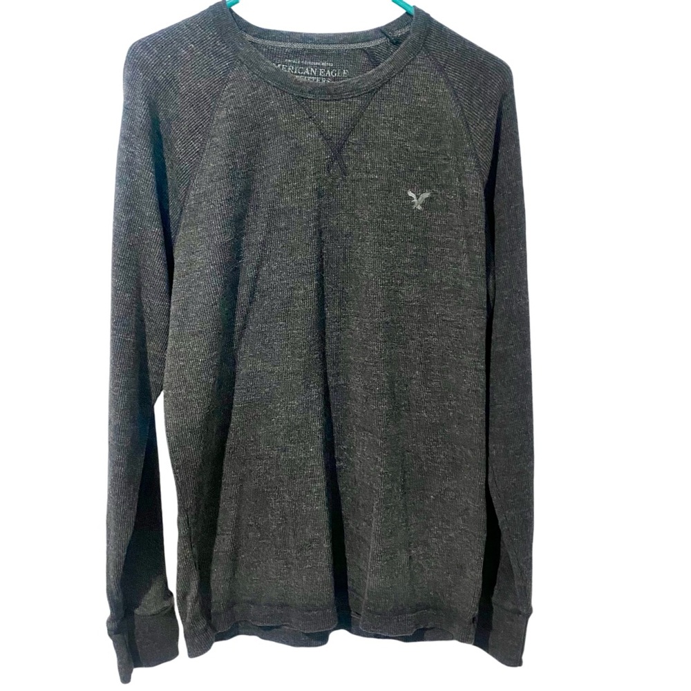 American Eagle Outfitters AE Legend Charcoal Gray Long Sleeve Thermal Shirt